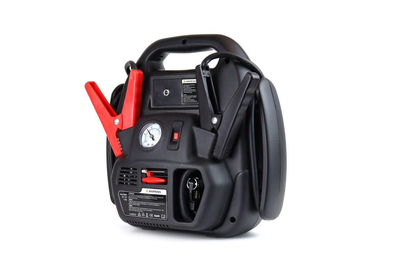 AMIO - Εκκινητης Μπαταριας Starter 4 Σε 1 17AH 12V Dc 300A (700A Max) 250PSI Με Κομπρεσερ Αερα / Μανομετρο / 3 LED / 2 Πριζες 12V / 1 Θυρα Usb 5V 2,1A Sena Για Βενζινη Και Diesel - 1 Τεμ. (02523/AM) - Thumbnail 4