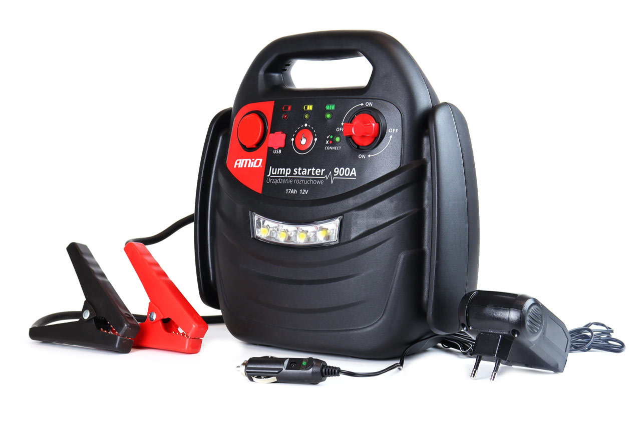 AMIO - Εκκινητης Μπαταριας Starter 4 Σε 1 17AH 12V Dc 300A (700A Max) 250PSI Με Κομπρεσερ Αερα / Μανομετρο / 3 LED / 2 Πριζες 12V / 1 Θυρα Usb 5V 2,1A Sena Για Βενζινη Και Diesel - 1 Τεμ. (02523/AM) - Thumbnail 5