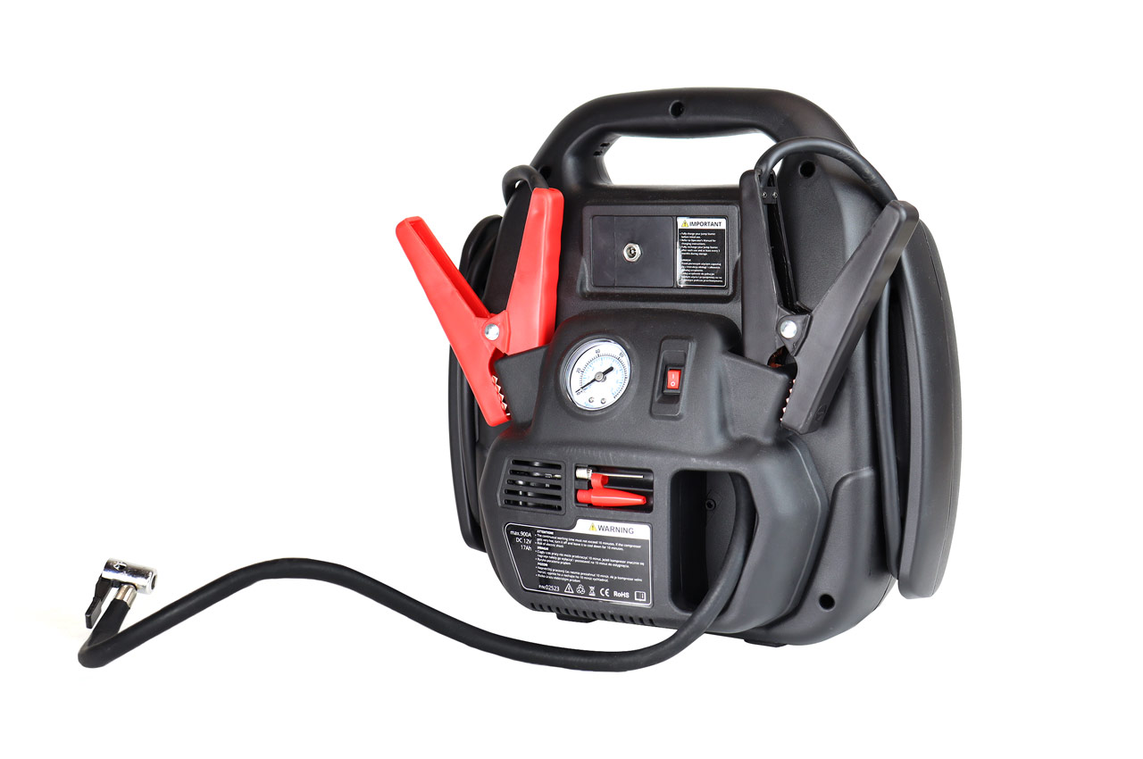 AMIO - Εκκινητης Μπαταριας Starter 4 Σε 1 17AH 12V Dc 300A (700A Max) 250PSI Με Κομπρεσερ Αερα / Μανομετρο / 3 LED / 2 Πριζες 12V / 1 Θυρα Usb 5V 2,1A Sena Για Βενζινη Και Diesel - 1 Τεμ. (02523/AM) - Thumbnail 8