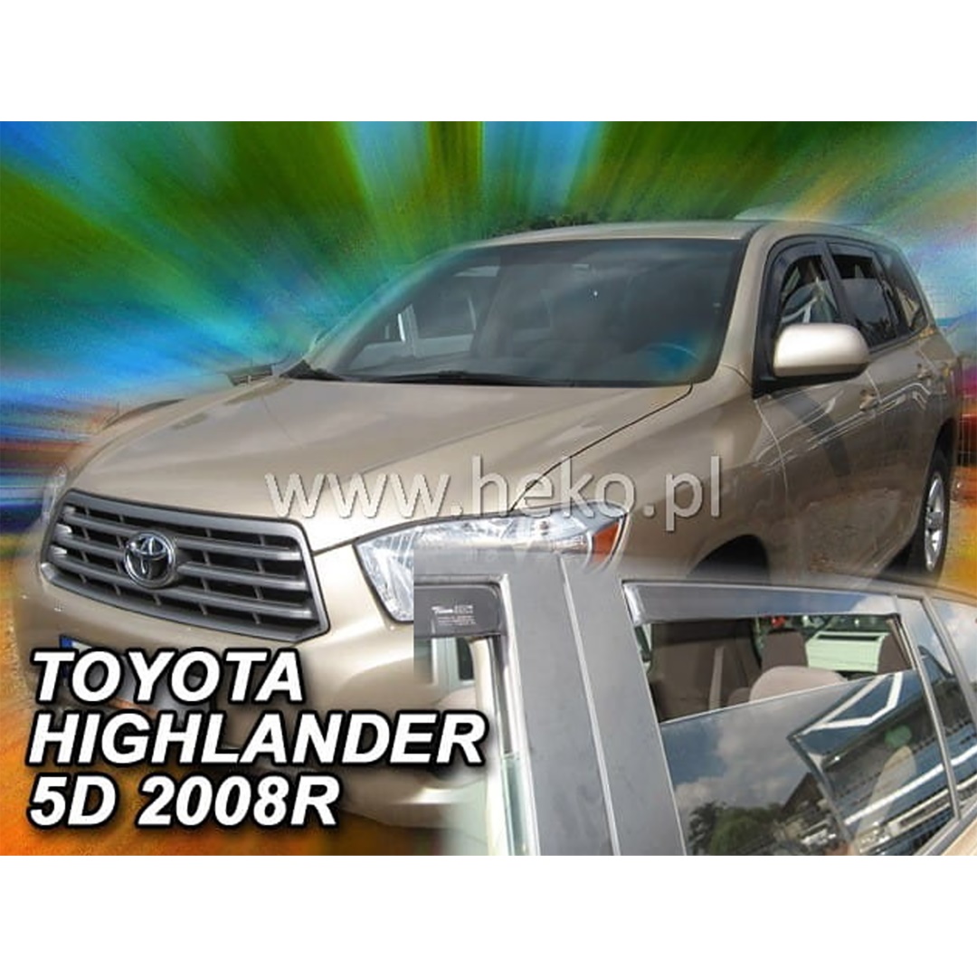 Ανεμοθραυστες Για Toyota Highlander 5D 2007+ Σετ Αυτοκινητου Απο Ευκαμπτο Φιμε Πλαστικο HEKO - 4 Τεμ.