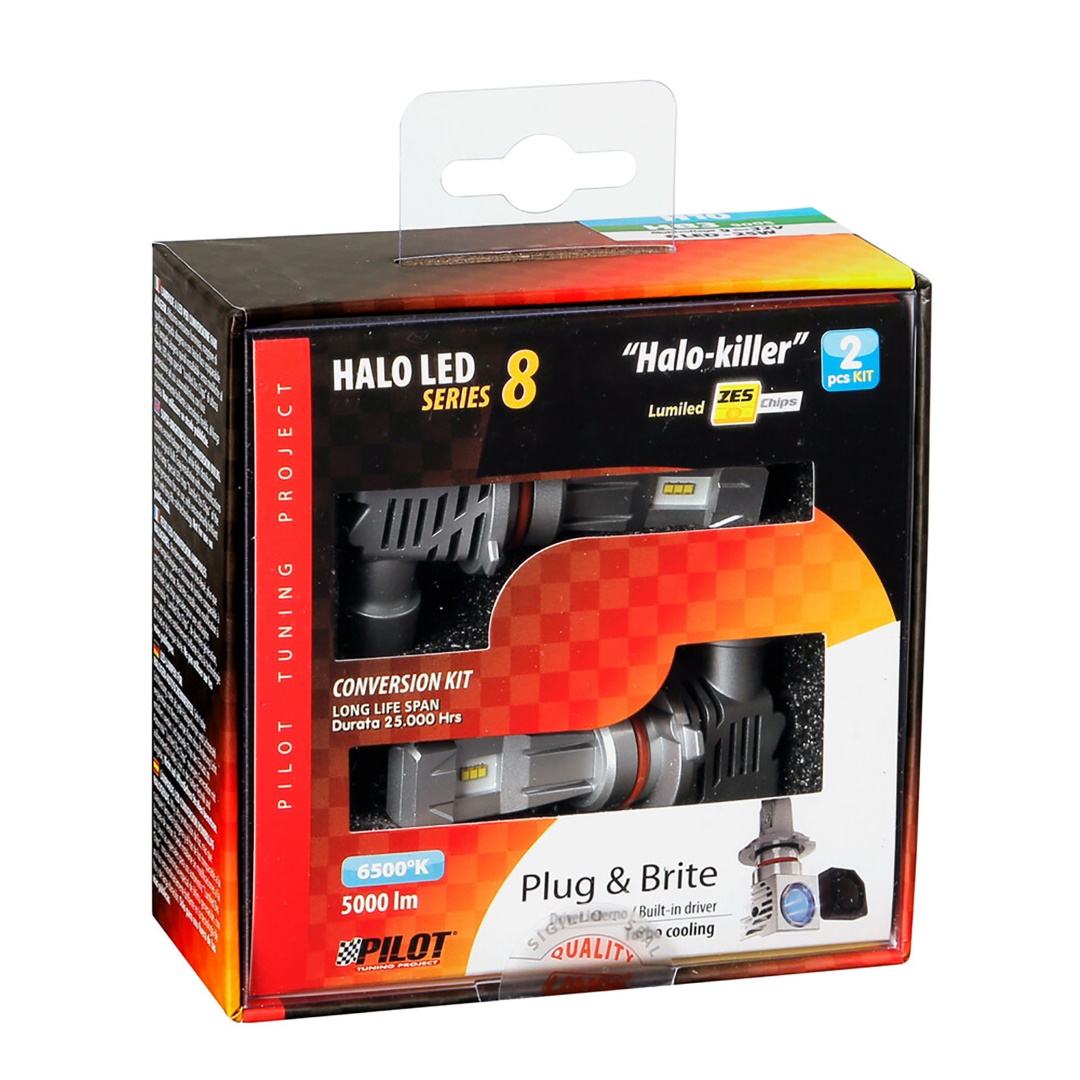 H10 / HB3 9005 Λαμπα 9-32V 6.500K 5.000LM 50W P20D Halo LED Serie 8 Halo-killer 6LED Zes LED Kit - 2 Τεμ. - Thumbnail 3