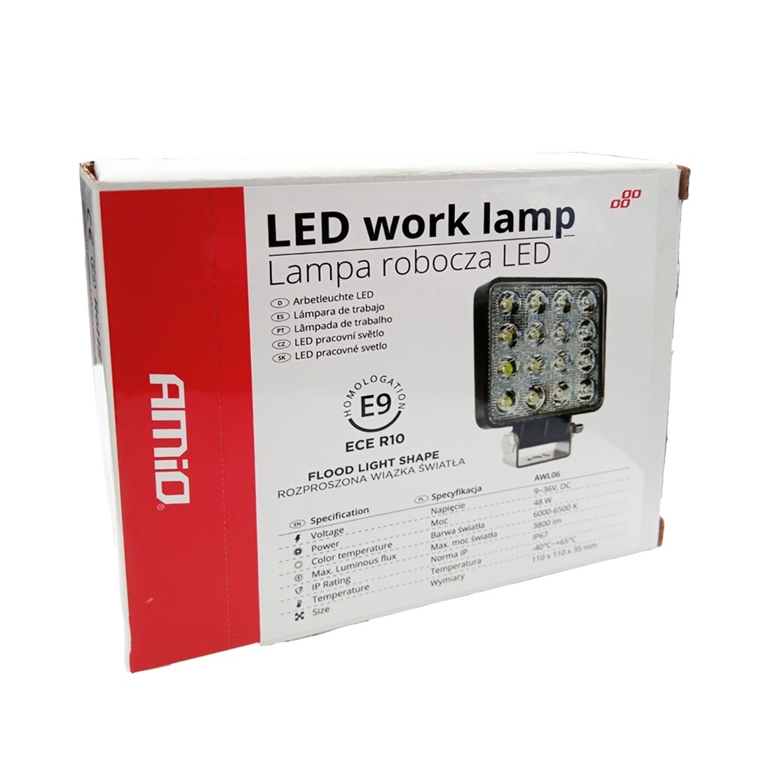 AMIO - Προβολεας Εργασιας Working Lamp Flood 16LED 3030 9-36V 3840LM 6000K 110X110MM AWL10 – 1 Τεμ. (02424/AM) - Thumbnail 5
