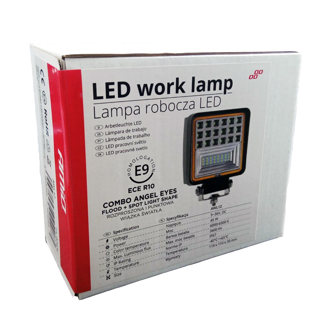 AMIO - Προβολεας Εργασιας Working Lamp 42LED 3030 9-36V 3360LM 6000K 110X110MM AWL12 – 1 Τεμ. (02426/AM) - Thumbnail 4