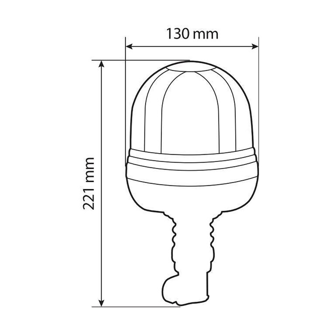 Φαρος Περιστρεφομενος 16LED RL-10 9-32V 3 Λειτουργιων Βιδωτος Ελαστικος Πορτοκαλι 130X221MM - Thumbnail 4