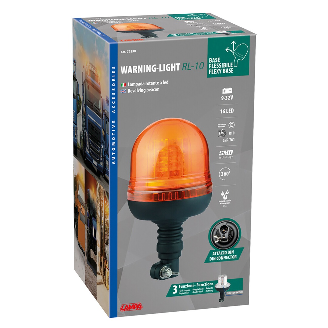 Φαρος Περιστρεφομενος 16LED RL-10 9-32V 3 Λειτουργιων Βιδωτος Ελαστικος Πορτοκαλι 130X221MM - Thumbnail 5