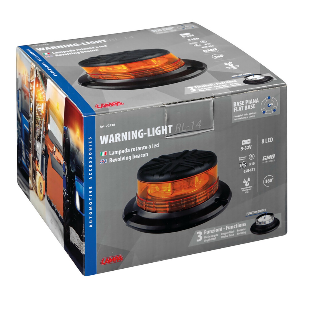 Φαρος Περιστρεφομενος Με Ισια Βαση 8LED RL-14 9-32V 3 Λειτουργιων Βιδωτος Πορτοκαλι 110X75MM - Thumbnail 6