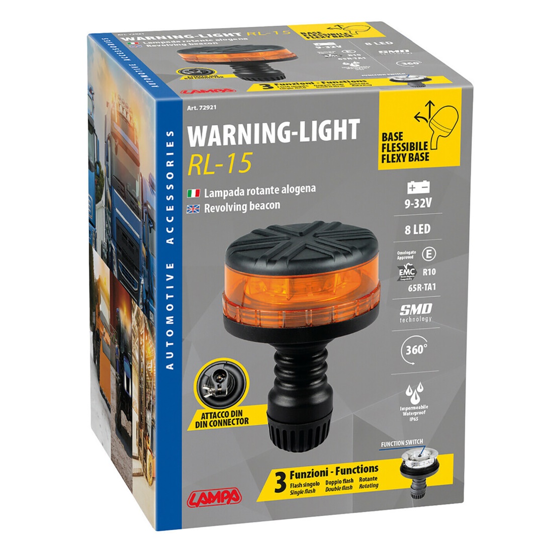 Φαρος Περιστρεφομενος 8LED RL-15 9-32V 3 Λειτουργιων Βιδωτος Ελαστικος Πορτοκαλι 145X105MM - Thumbnail 6