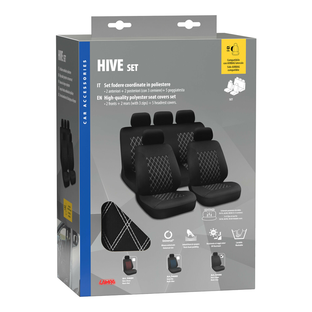 Καλυμματα Καθισματων Hive Μαυρο/γκρι Σετ - Thumbnail 2