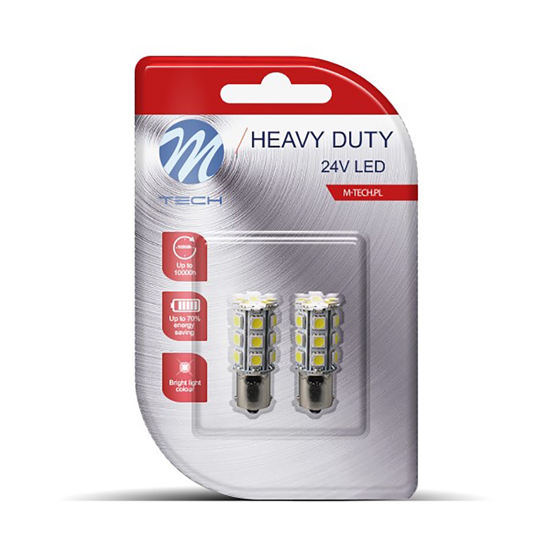 R5W/R10W 24V 5,9W BA15S LED 24XSMD5050 Λευκο (μονοπολικο) Blister 2τεμ. M-TECH