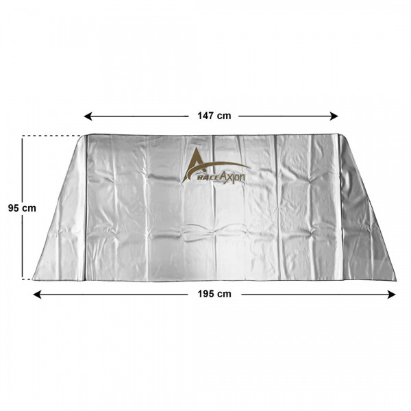 Εξωτερική Ηλιοπροστασία Large Μ195-147 Χ Υ95 Cm Για Το Παρμπρίζ Από Ύφασμα 3 Στρώσεων Και Ρινίσματα Αλουμινίου Σε Ασημί Χρώμα Με Logo Και Άκαυστη Επένδυση RACE AXION - 1 Τεμάχιο - Thumbnail 2