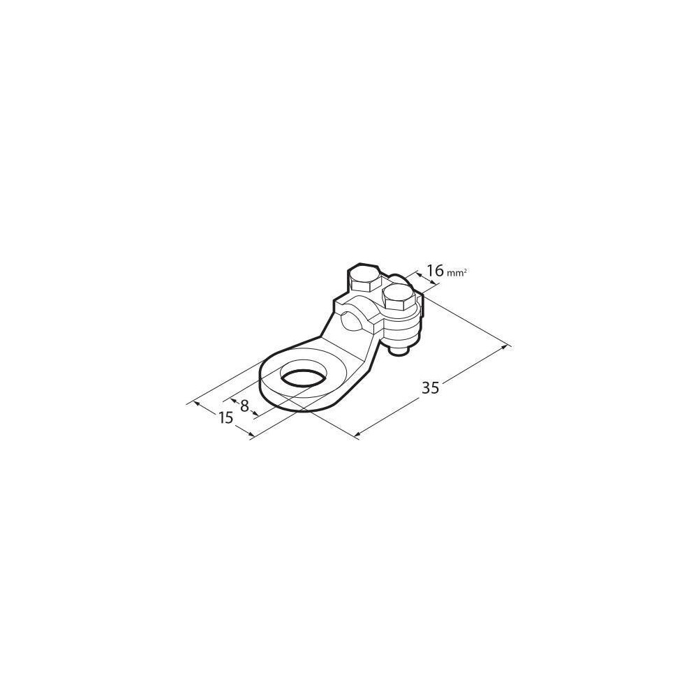 Ακροδεκτες Καλωδιων Μπαταριας 16MM²  Με Τρυπα 8MM Με Πλακα Συσφιξης 2τεμ - Thumbnail 2