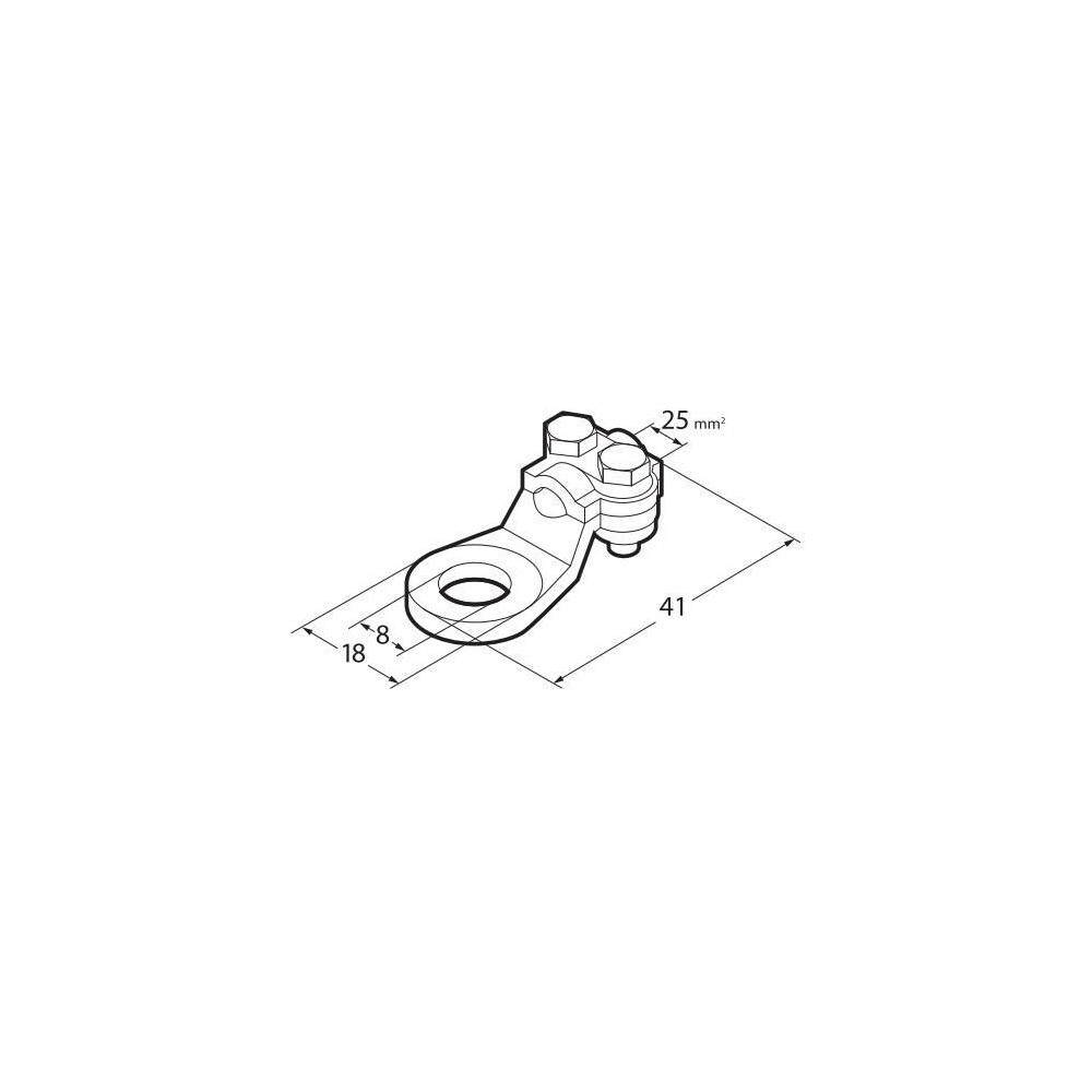 Ακροδεκτες Καλωδιων Μπαταριας 25MM²  Με Τρυπα 8MM Με Πλακα Συσφιξης 2τεμ - Thumbnail 2