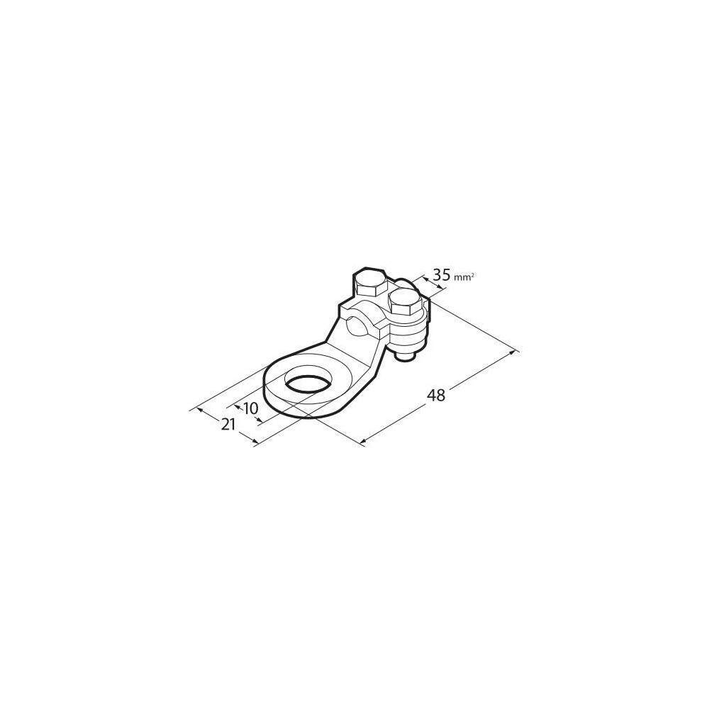 Ακροδεκτες Καλωδιων Μπαταριας 35MM²  Με Τρυπα 10MM Με Πλακα Συσφιξης 2τεμ - Thumbnail 2