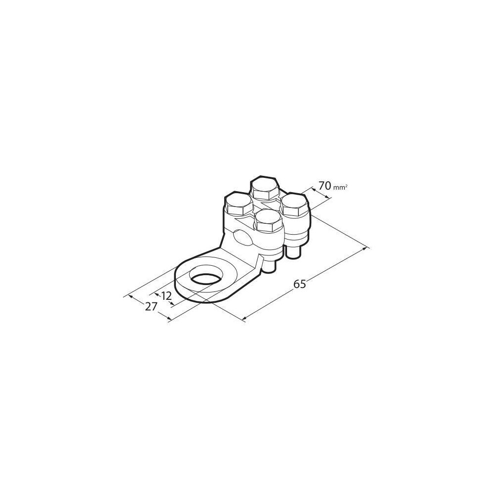 Ακροδεκτες Καλωδιων Μπαταριας 70MM²  Με Τρυπα 12MM Με Διπλη Πλακα Συσφιξης 2τεμ - Thumbnail 2