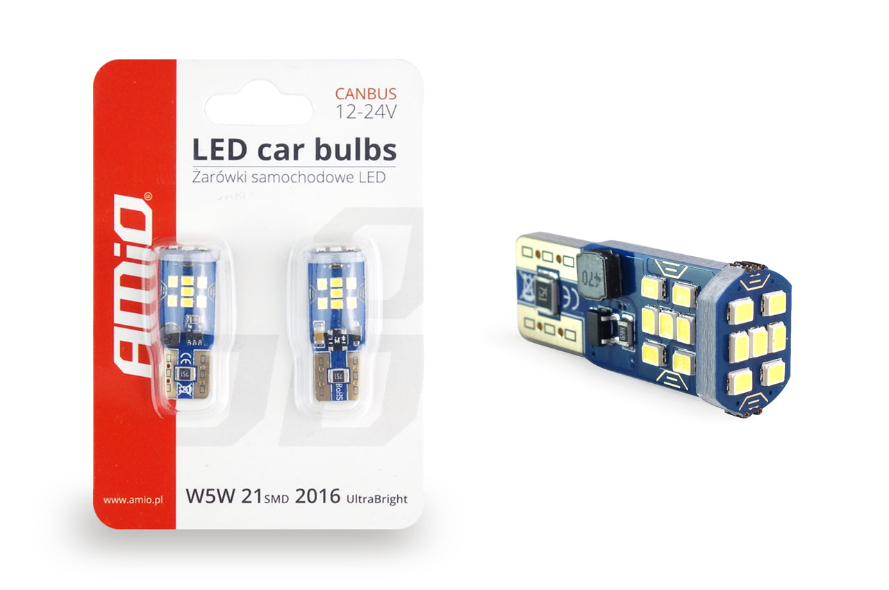 AMIO - T10 W5W 12/24V LED 21XSMD Ultrabright 2016 Can-bus Λευκο 2τεμ. (02445/AM) - Thumbnail 3