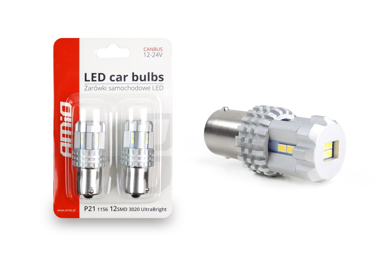 AMIO - P21W BA15S 12/24V 22LED Smd Ultrabright Canbus Λευκο 2τεμ. (02449/AM) - Thumbnail 2