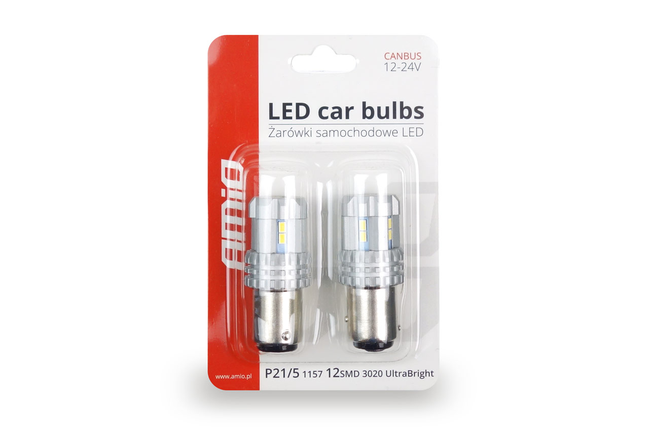 AMIO - P21/5W BAY15D 12/24V 22 LED Smd Ultrabright 3020 Canbus Λευκο 2τεμ. (02450/AM) - Thumbnail 4