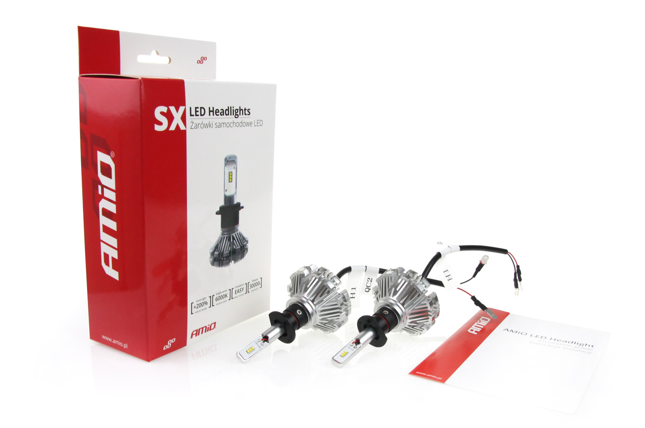 AMIO - Λαμπτήρες Sx Series Τύπου H1 Τάση Λειτουργίας 6/12V Απόδοσης 40W 6000K 3200LM Με Ενσωματωμένη Ψύκτρα Για Επιβατικά Αυτοκίνητα Και Μοτοσυκλέτες - 2 Τεμ. (01061/AM) - Thumbnail 2