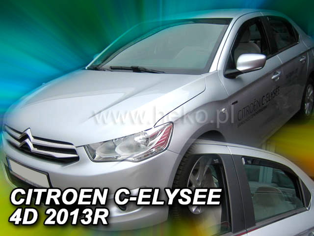 Ανεμοθραυστες Για Citroen C-elysee 4D 2013+ Σετ Αυτοκινητου Απο Ευκαμπτο Φιμε Πλαστικο HEKO - 4 Τεμ.