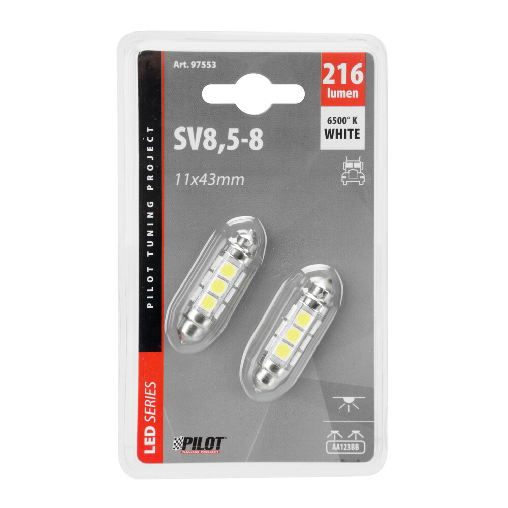 Λαμπακι Πλαφονιερας 24-30V 11X43MM 216LM 12XSMD LED Λευκο (διπλης Πολικοτητας/ Can-bus) 2τεμ. - Thumbnail 3
