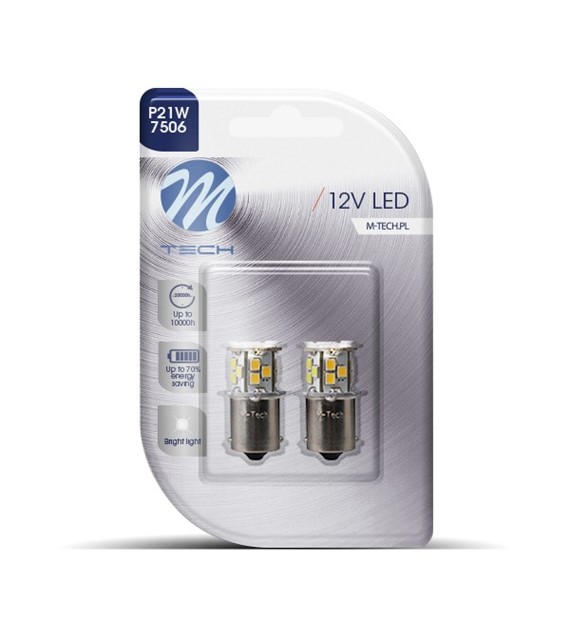 P21W 12V BA15S 1,6W 21XSMD2835 LED Λευκο Blister 2τεμ. M-TECH
