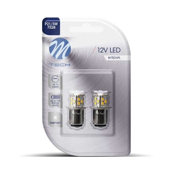 P21/5W 12V BAY15D 1,6W 21XSMD2835 LED Λευκο Blister 2τεμ. M-TECH