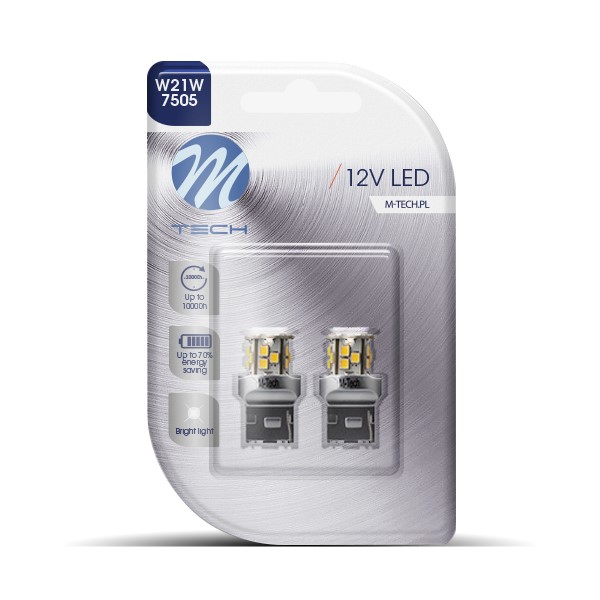 W21W 12V W3X16D 1,8W 21XSMD2835 LED Λευκο Blister 2τεμ. M-TECH