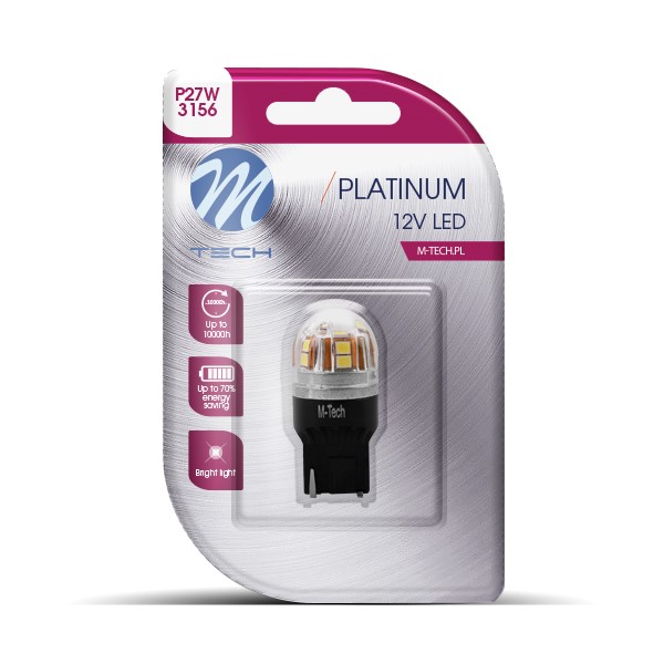 P27W 3156 12/24V W2.5X16D 1,5W 15XSMD LED Λευκο Canbus Blister M-TECH - 1τεμ.