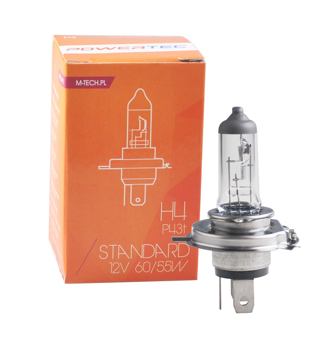 H4 12V 60/55W P43T Powertec Standard Αλογονου Κουτι M-TECH - 1τεμ.