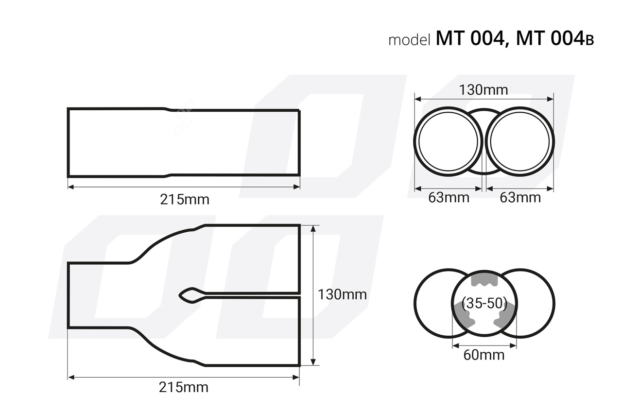 AMIO – Άκρο Εξάτμισης Διπλή Απόληξη Μαύρο MT-004B 130X215MM Φ35-50MM, Μεταμορφώστε Την Πίσω Όψη Του Αυτοκινήτου Σας Με Επιθετικό Στυλ Και Κορυφαία Αισθητική – 1 Τεμ. (02194/AM) - Thumbnail 5