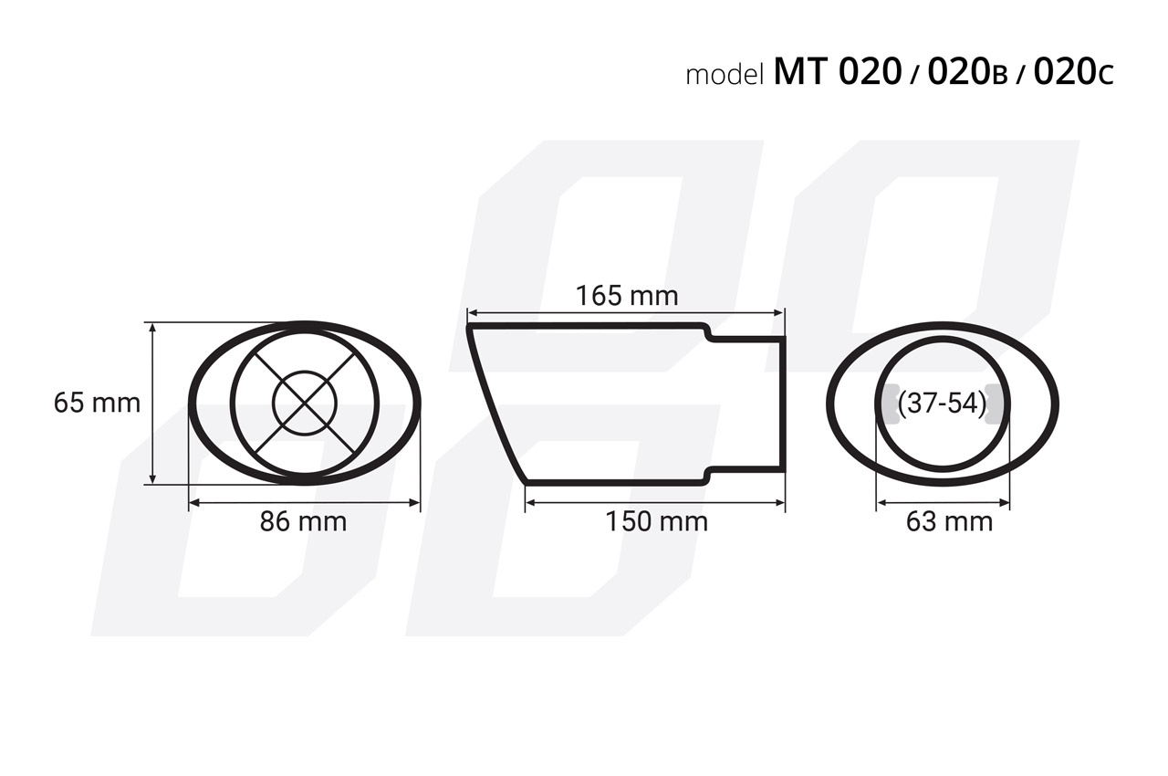 AMIO - Ακρο Εξατμισης Μαυρο 165X86MM Φ37>54MM - 1 Τεμ. (02351/AM) - Thumbnail 2