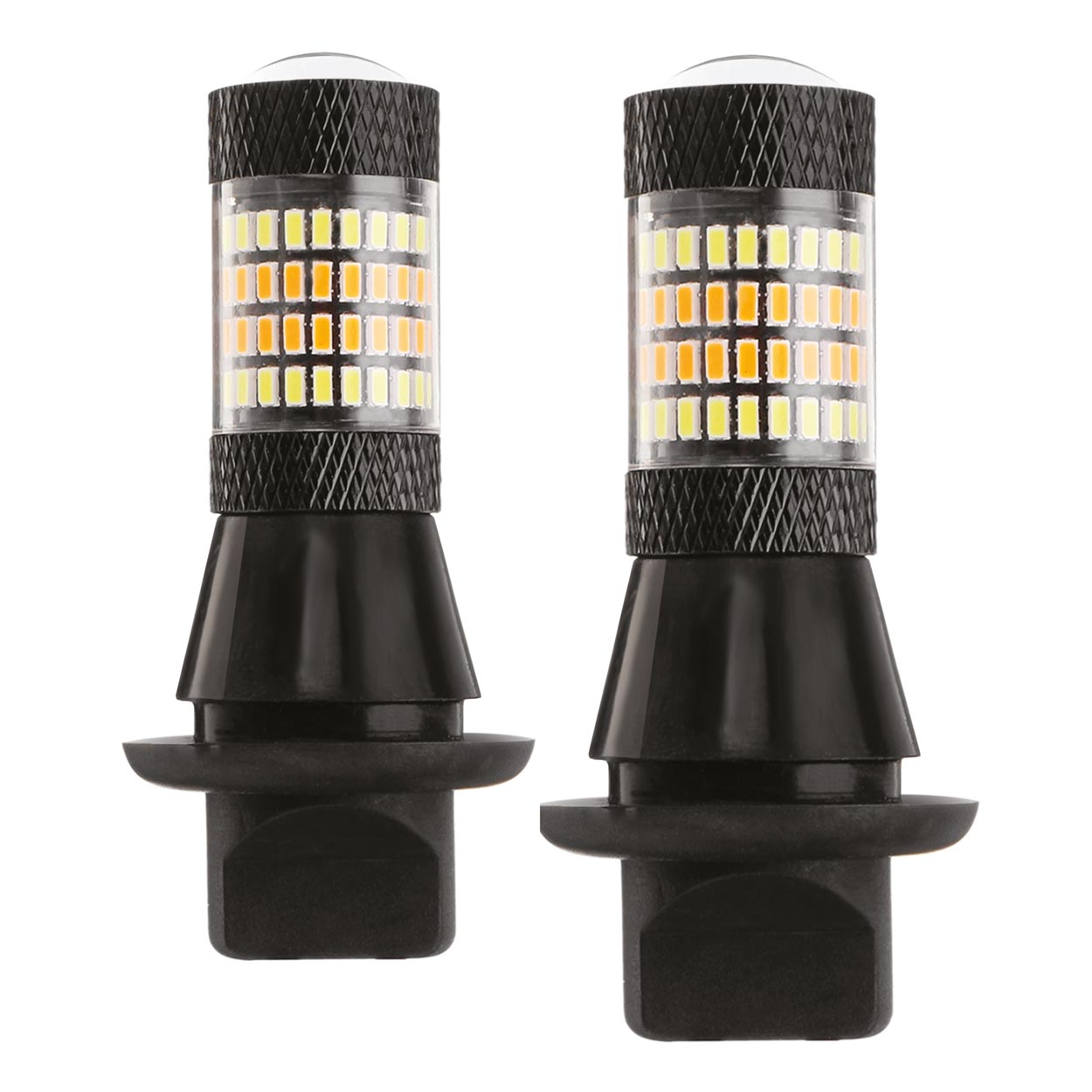 AMIO - PY21W 12V BAU15S Drl 2 Σε 1 Λευκο/πορτοκαλι Can-bus 2X96 Smd 3014 2τεμ. (02451/AM) - Thumbnail 2