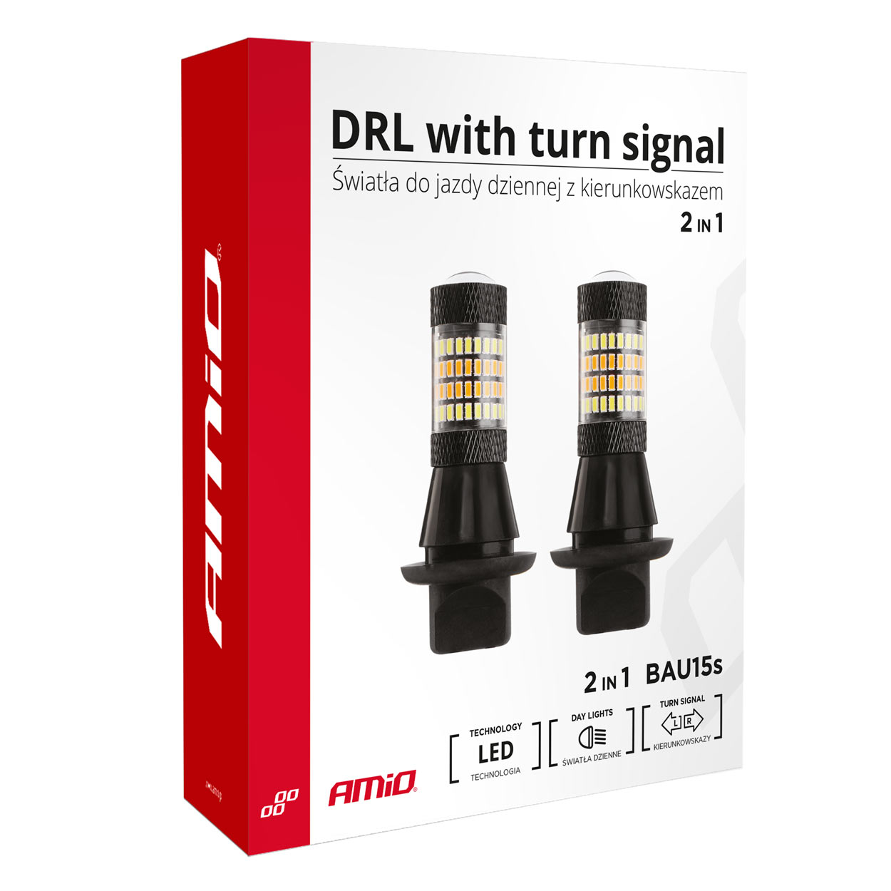 AMIO - PY21W 12V BAU15S Drl 2 Σε 1 Λευκο/πορτοκαλι Can-bus 2X96 Smd 3014 2τεμ. (02451/AM) - Thumbnail 4