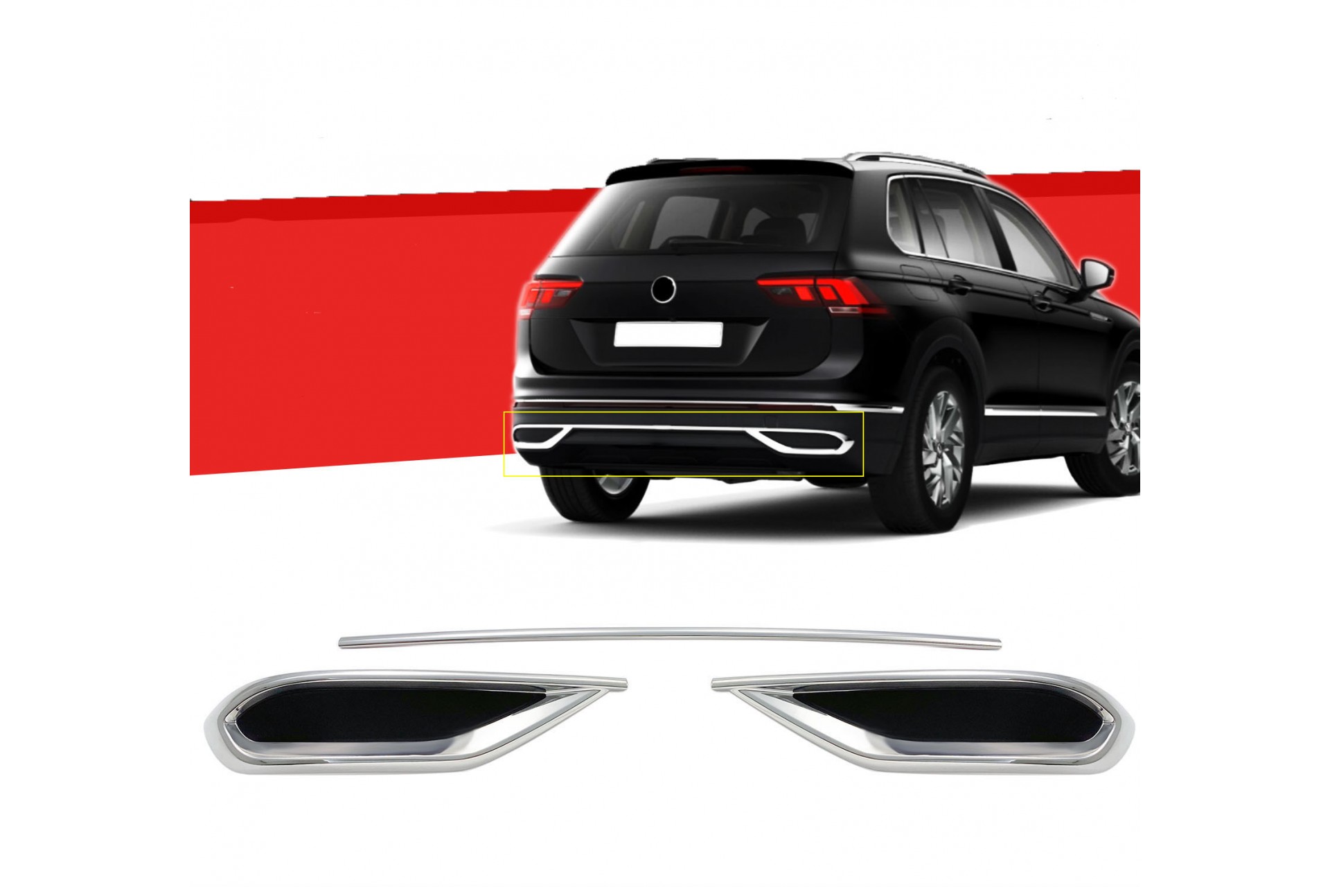 Διακοσμητικα Χρωμια Εξατμισης S-DIZAYN -3 Tem. Για Vw Tiguan 2020+