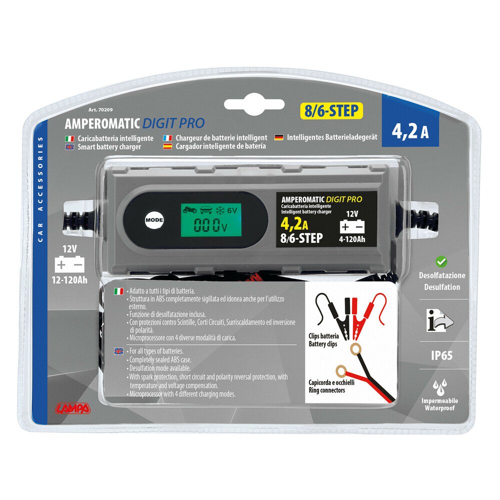 Φορτιστης Μπαταριας Amperomatic Digit Pro 12V 4,2A 4>120AH GEL-STD-SMF-EFB-LIFEPO4 - Thumbnail 3