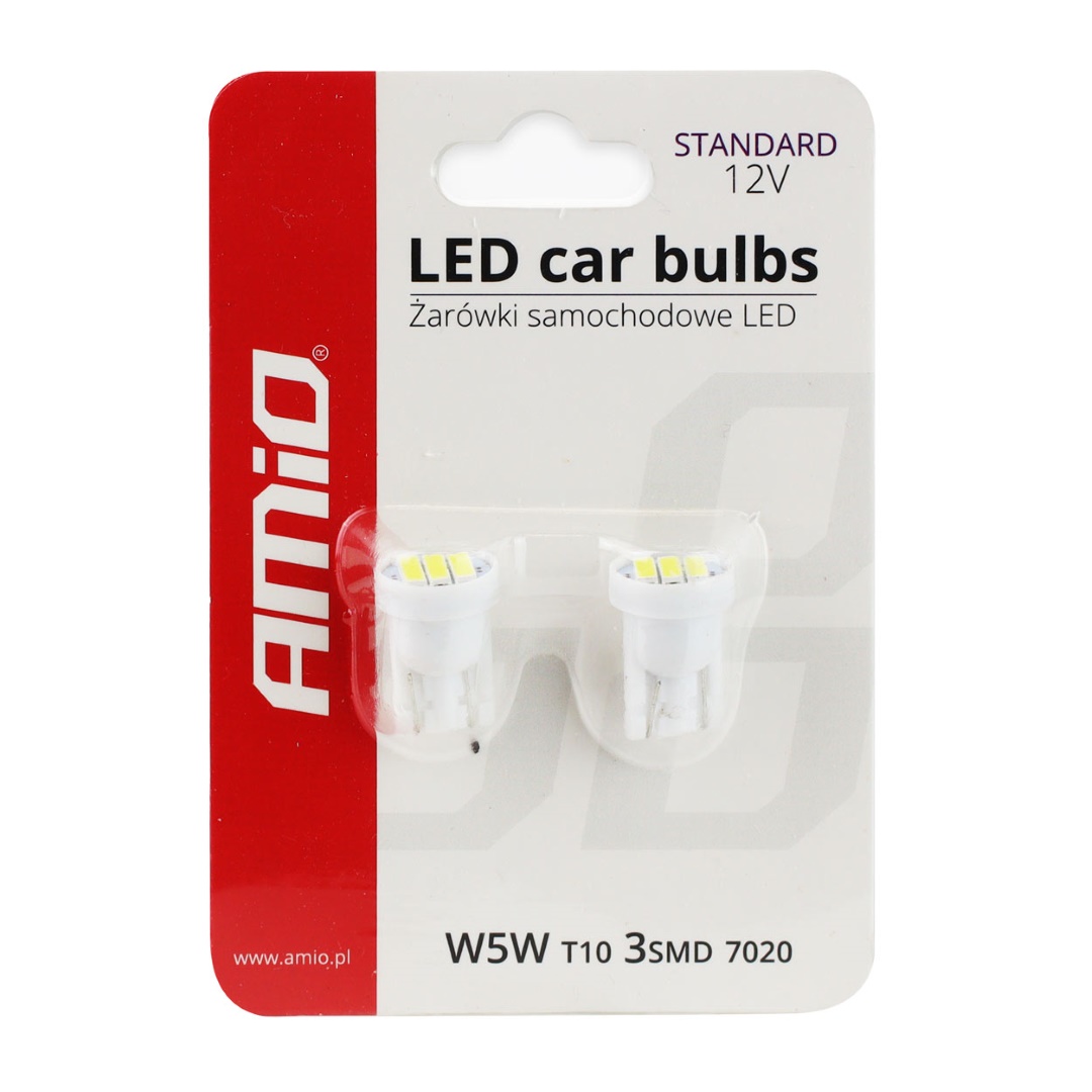 AMIO - Λαμπάκια LED 3SMD 7020 Τύπου T10 Βάση W5W W2.1X9.5D Τάση Λειτουργίας 12V Απόδοσης 0.4W Χρώμα Λευκό Για Επιβατικά Αυτοκίνητα - 2 Τεμ. (01096/AM) - Thumbnail 3