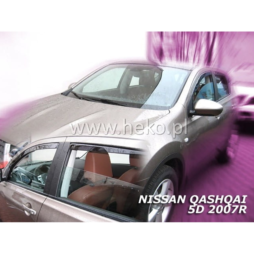 Ανεμοθραυστες Για Nissan Qashqai I J10 5D 02/2007-2013 Σετ Αυτοκινητου Απο Ευκαμπτο Φιμε Πλαστικο HEKO - 4 Τεμ.