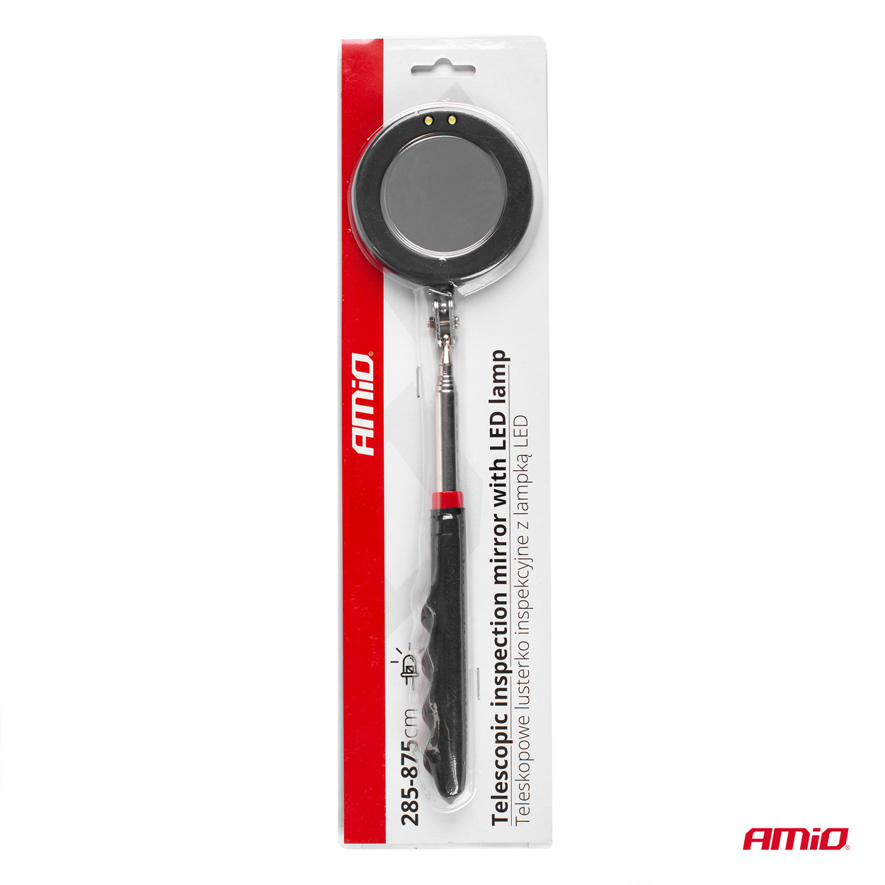 AMIO - Καθρεπτης Χειρος Τηλεσκοπικος 50MM 28-87CM 360 Μοιρες Με Φως LED - 1 Τεμ. (02840/AM) - Thumbnail 8