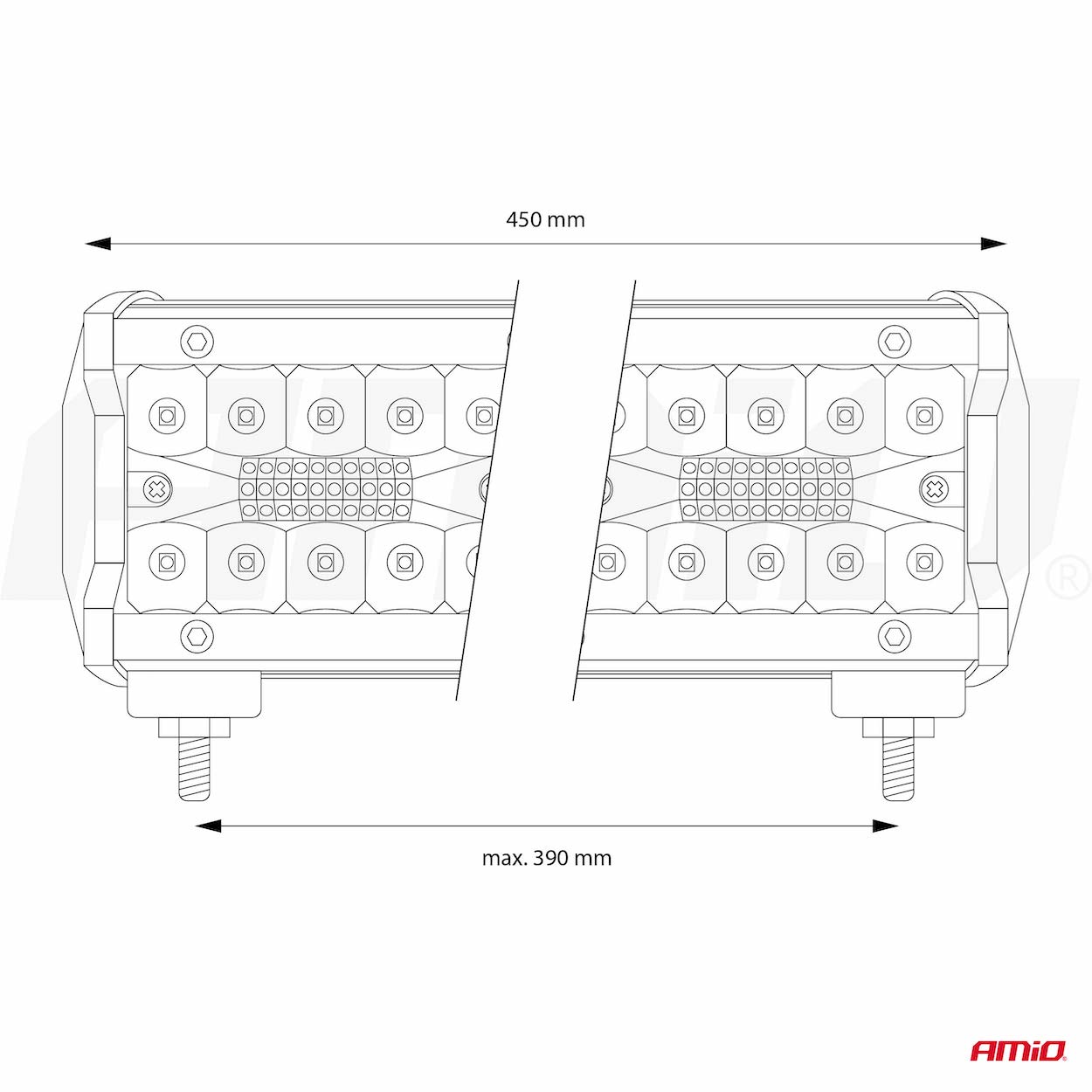 AMIO - Προβολεας Εργασιας Working Lamp 120 Smd LED 9>36V 36.000LM 6.000>6.500K 450X74X63MM AWL27 - 1 Τεμ. (02541/AM) - Thumbnail 5
