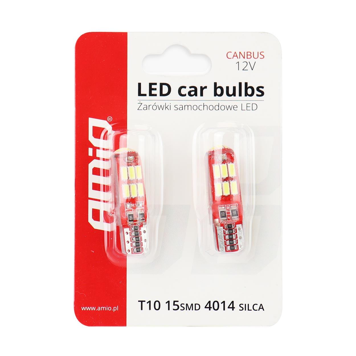 AMIO – LED Canbus T10 W5W 12V W2.1X9.5D 5600K 15XSMD 4014 Σιλικόνης Καρφωτό Λευκό Για Φώτα Θέσης & Εσωτερικού Αυτοκινήτου – 2 Τεμ. (01443/AM) - Thumbnail 3