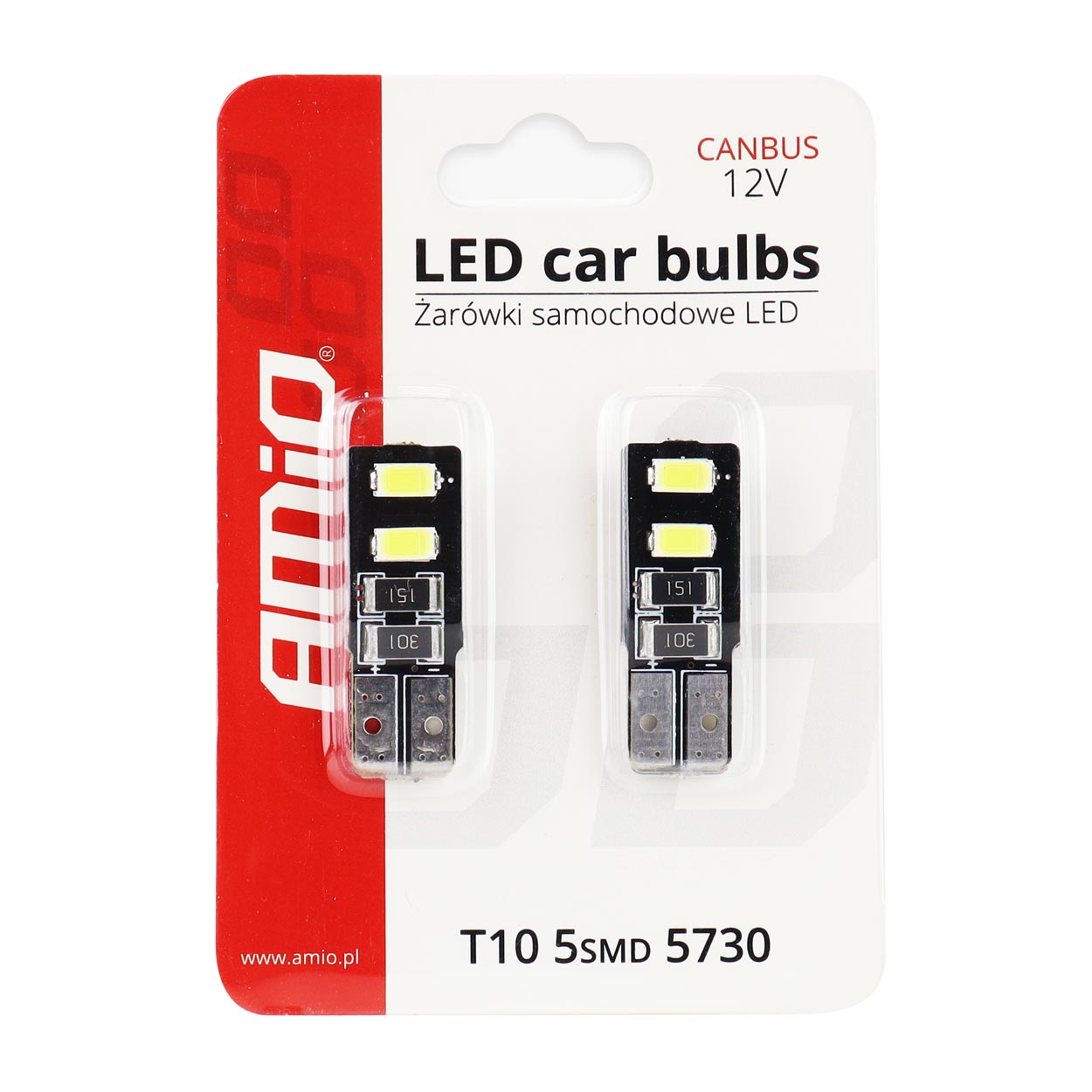 AMIO – Λαμπάκια LED T10 W5W 12V 2W 5600K 4XSMD 5730 Canbus Καρφωτά Για Ισχυρό Λευκό Φωτισμό Χωρίς Σφάλματα – Σετ 2 Τεμ. (01630/AM) - Thumbnail 3