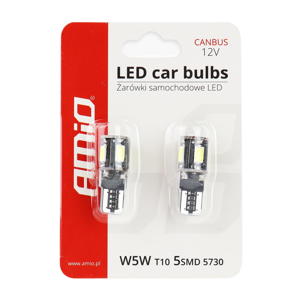 AMIO – Λαμπάκια LED T10 W5W 12V 2W 5600K 5XSMD 5730 Canbus Καρφωτά Για Ισχυρό Λευκό Φωτισμό Χωρίς Σφάλματα – Σετ 2 Τεμ. (01628/AM) - Thumbnail 3