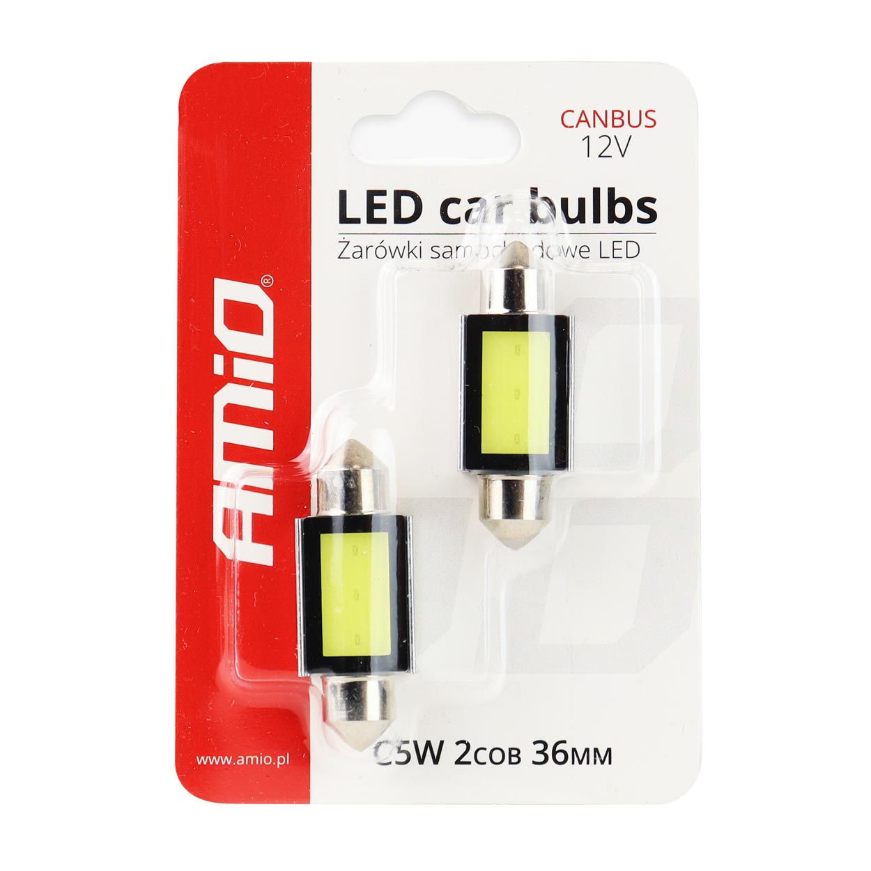 AMIO – Λαμπάκια Πλαφονιέρας LED 36MM C5W C10W 12V 2.4W 5600K 3XCOB Canbus Για Ισχυρό Ομοιόμορφο Φωτισμό Εσωτερικού – Σετ 2 Τεμ. (01639/AM) - Thumbnail 2