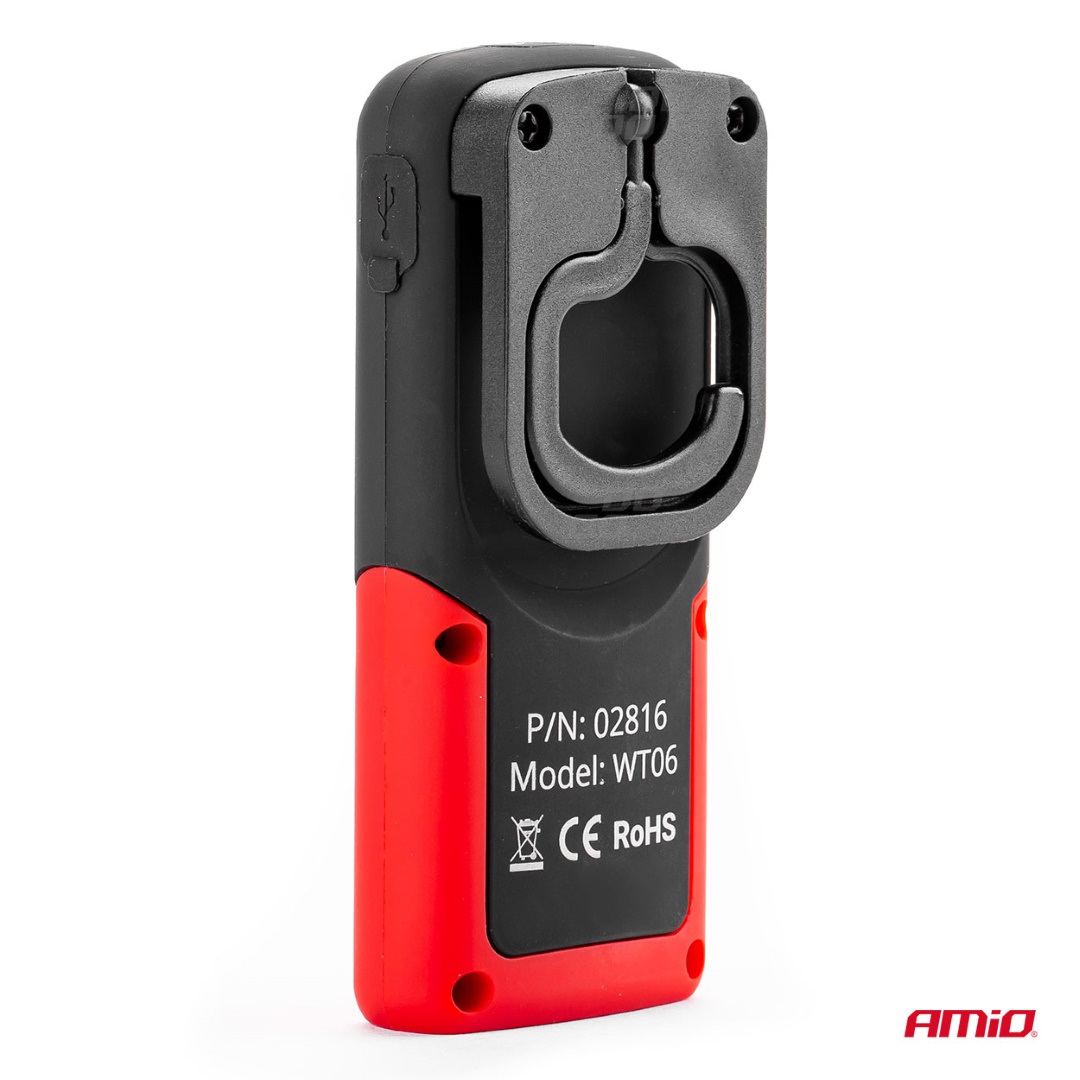 AMIO - Φακος Εργασιας Χειρος Με Γαντζο/μαγνητη Micro Usb Cob LED 1200MAH 50X31X117MM - 1 Τεμ. (02816/AM) - Thumbnail 6