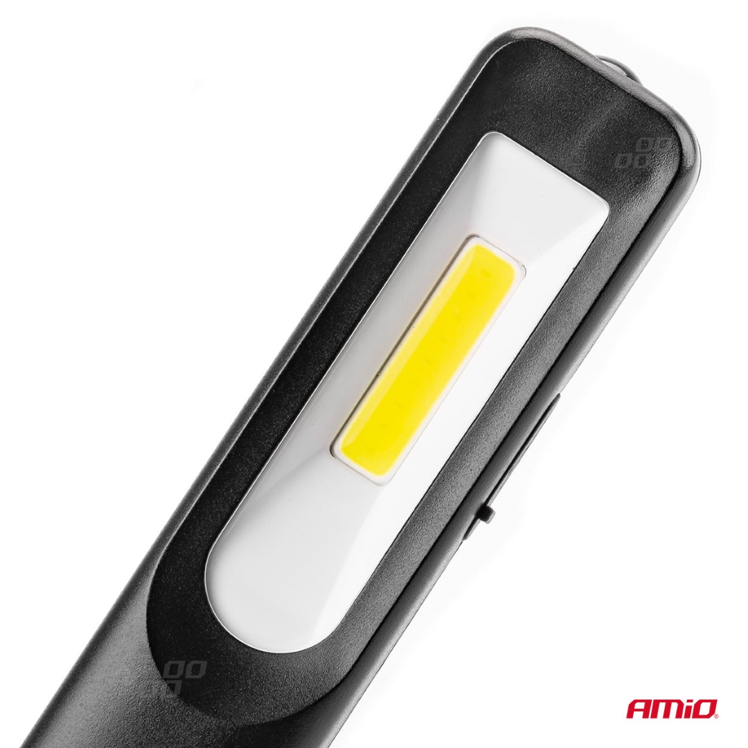 AMIO - Φακος Εργασιας Χειρος Με Γαντζο/μαγνητη Micro Usb Cob+xpe LED 1200MAH 22X28X164MM - 1 Τεμ. (02817/AM) - Thumbnail 2