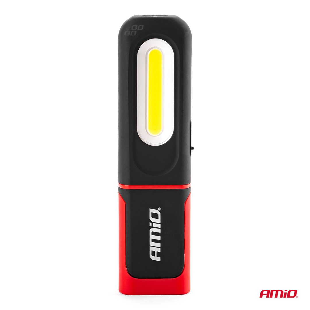 AMIO - Φακος Εργασιας Χειρος Με Γαντζο/μαγνητη Micro Usb Cob+xpe LED 1200MAH 31X42X154MM - 1 Τεμ. (02818/AM) - Thumbnail 4