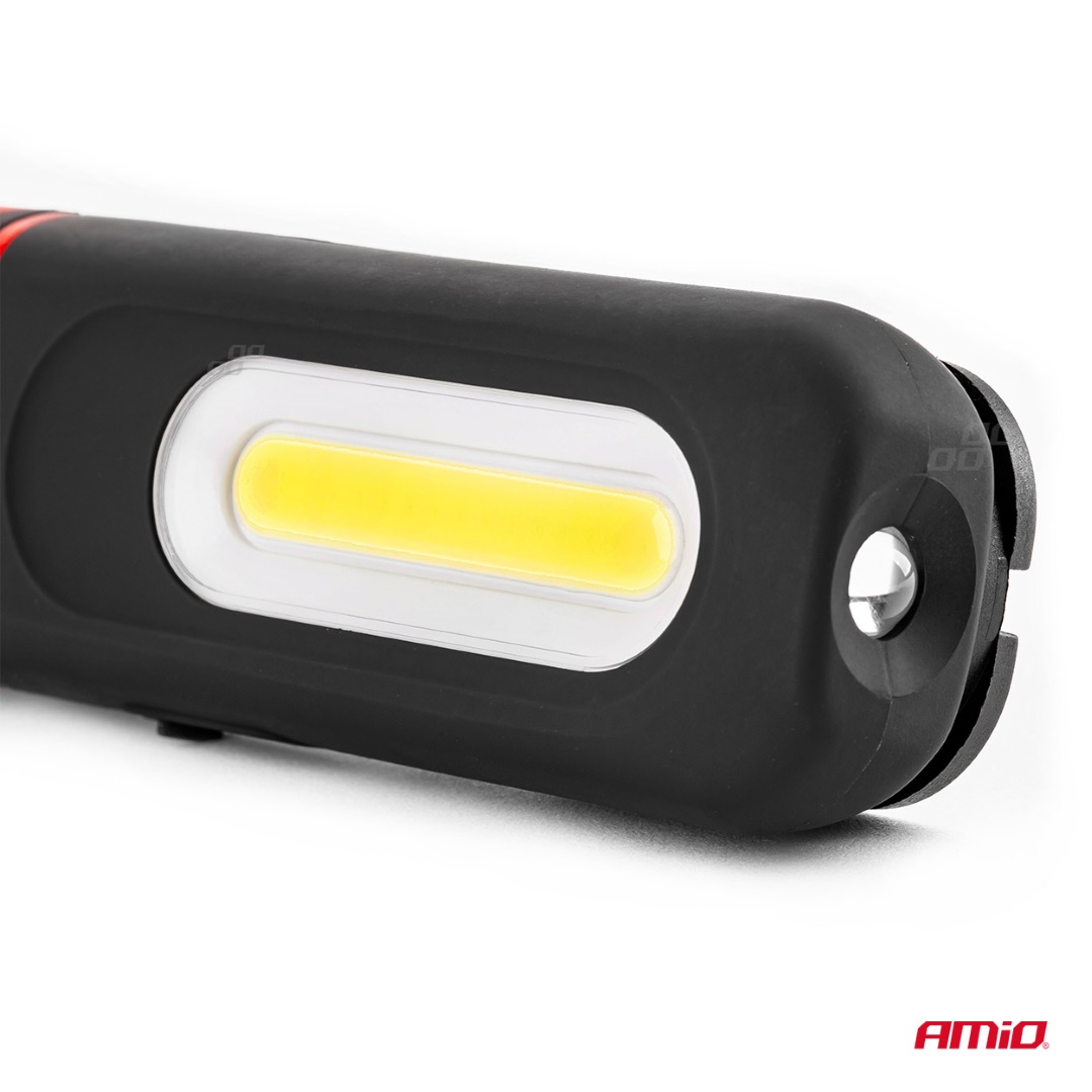 AMIO - Φακος Εργασιας Χειρος Με Γαντζο/μαγνητη Micro Usb Cob+xpe LED 1200MAH 31X42X154MM - 1 Τεμ. (02818/AM) - Thumbnail 2