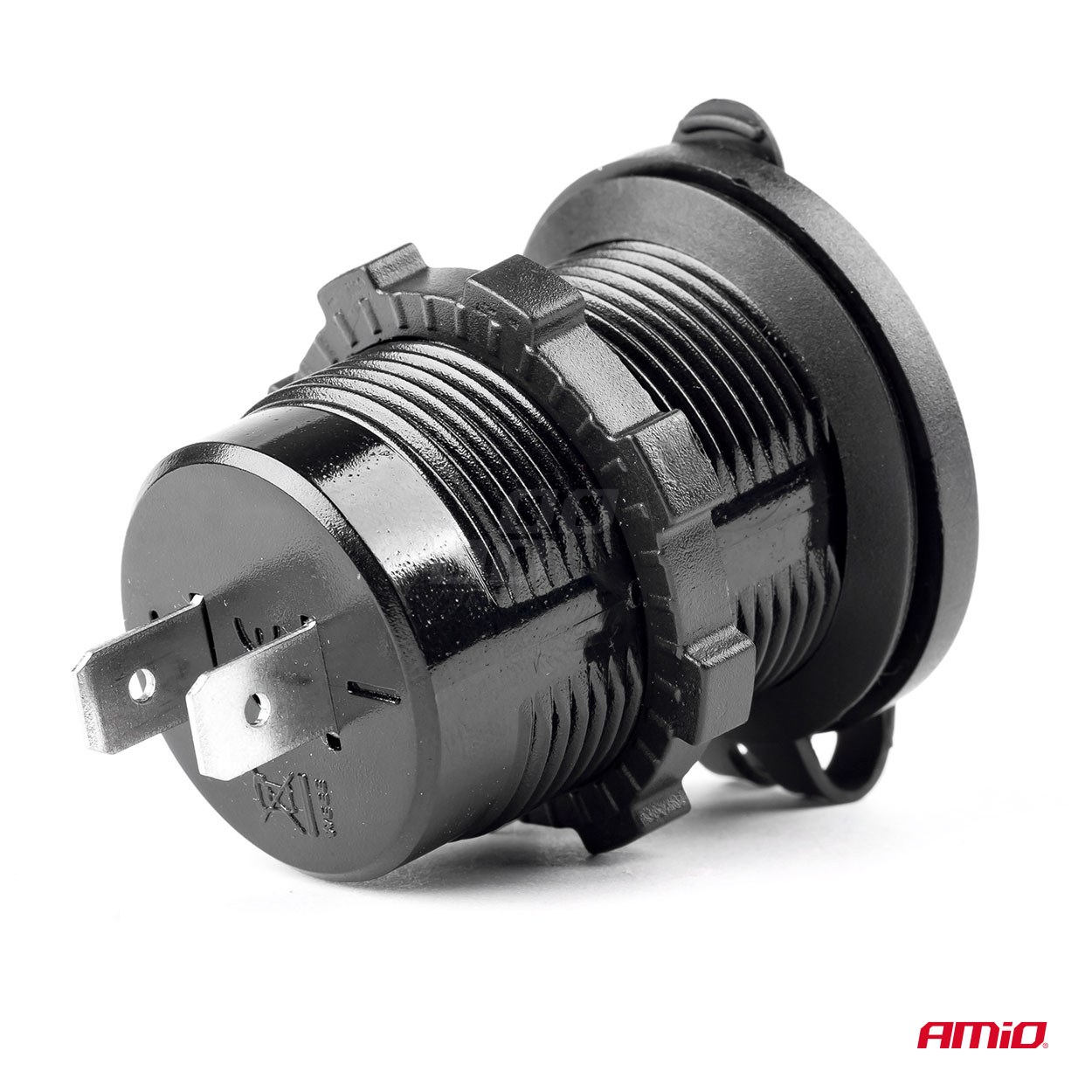 AMIO - Πριζα Με 2 Θυρες Usb Και Καπακι Μαυρη 12/24V 5V 3.1A Φ37 MMΧ51MM MOD-03 - 1 Τεμ. (02853/AM) - Thumbnail 2