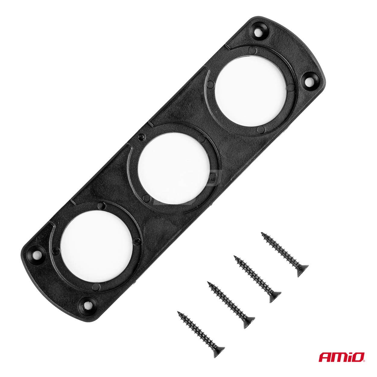AMIO - Πανελ Τριπλο Για Πριζες Μαυρο MOD-13 151X43X4,5 Mm Διαμετρο Τρυπας: 3CM (02864/AM) - Thumbnail 2