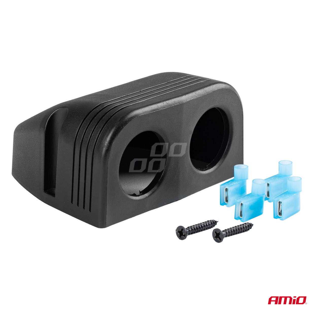 AMIO - Βαση Διπλη Για Πριζες MOD-16 5X5X3CM Διαμετρος Τρυπας: 3CM (02866/AM) - Thumbnail 3